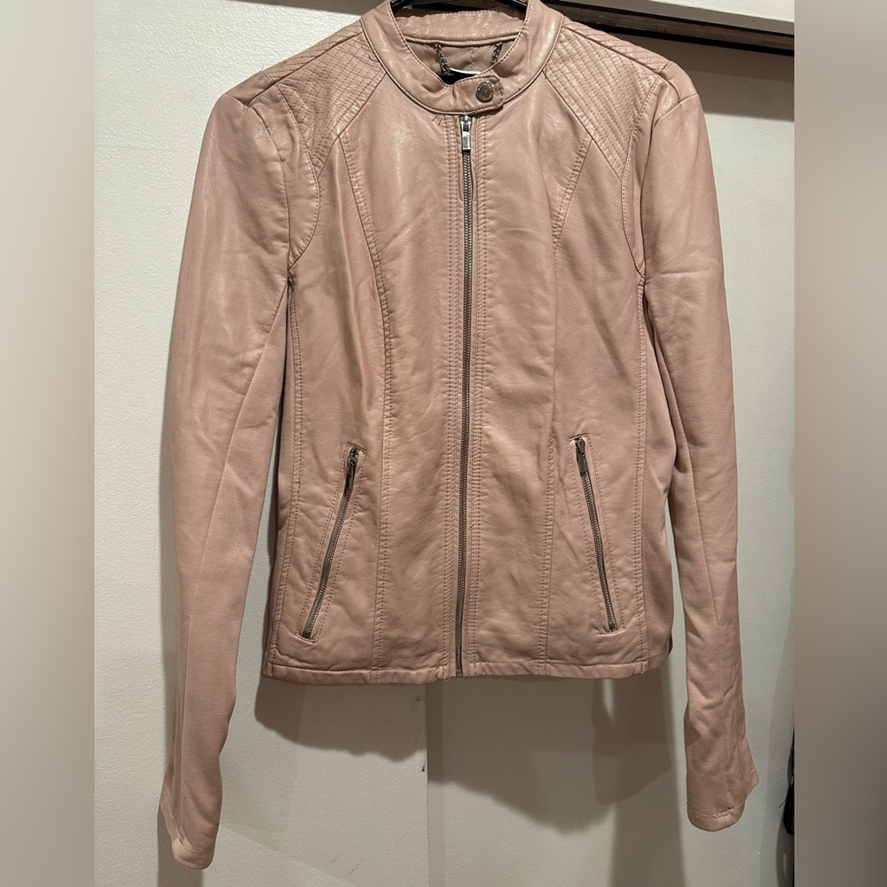 Women's Express Blush Pink Faux Leather Moto Zip Jacket